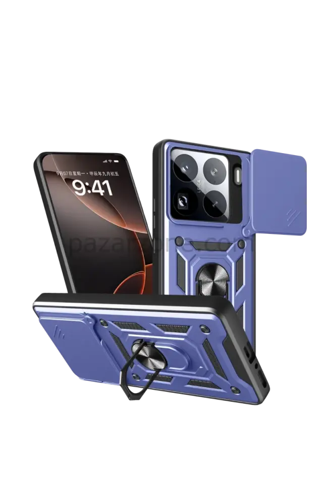 Newface Xiaomi Mi 15 Pro Kılıf Pars Lens Yüzüklü Silikon - Lacivert
