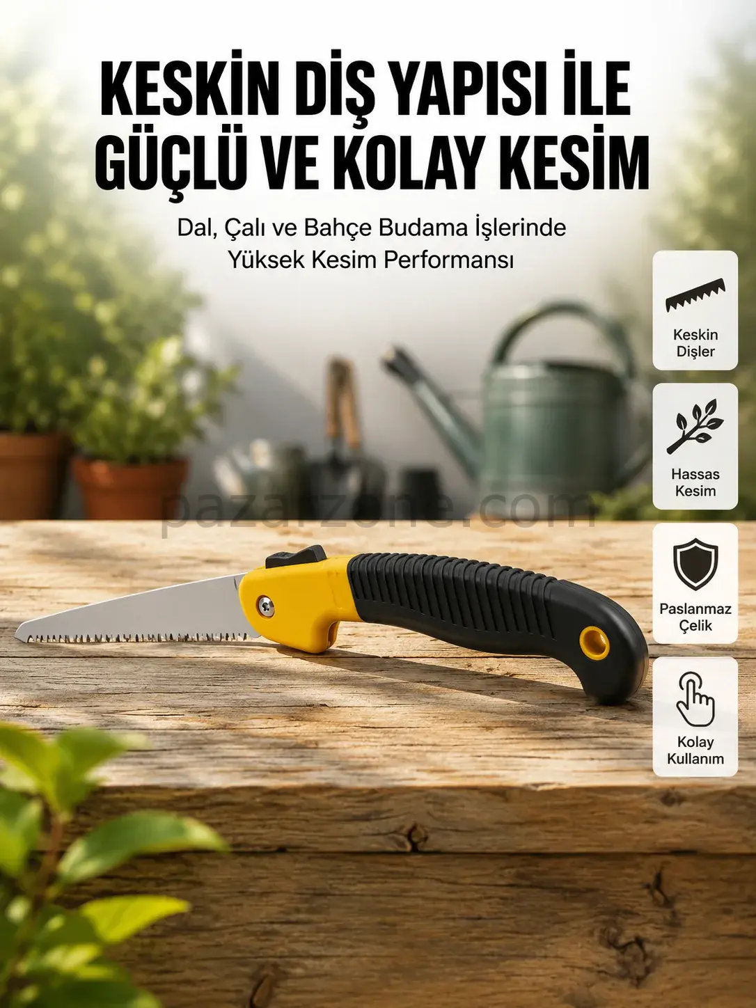 Ergonomik Saplı Katlanabilir Budama Testeresi