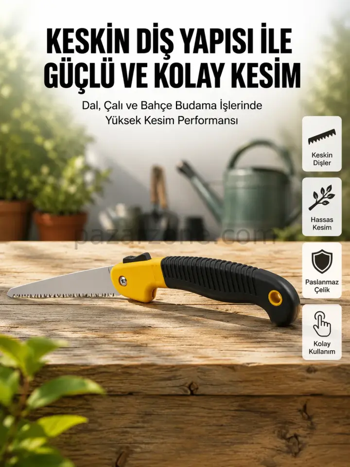 Ergonomik Saplı Katlanabilir Budama Testeresi