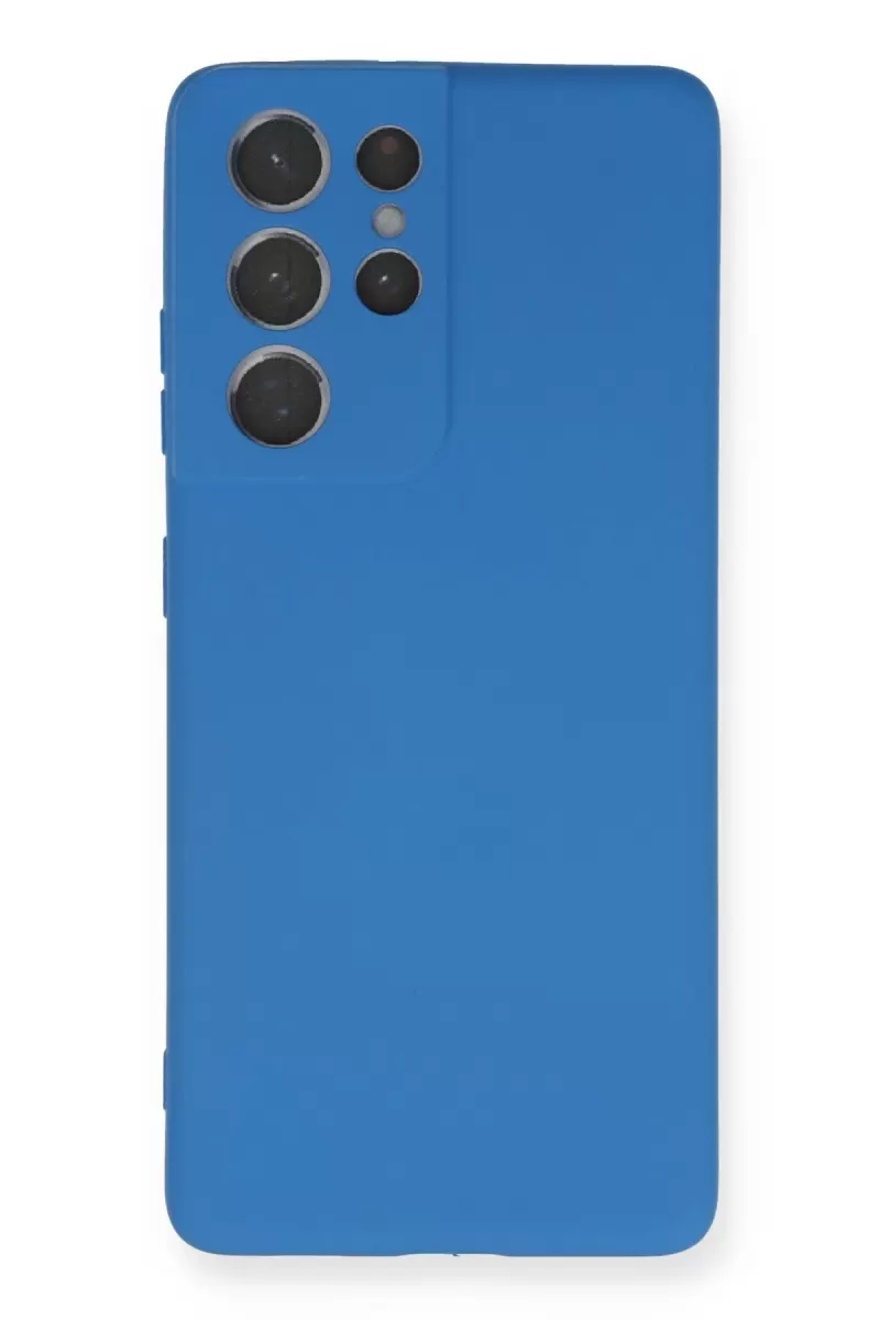 Newface Samsung Galaxy S21 Ultra Kılıf Nano içi Kadife Silikon - Mavi