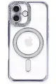 Newface Apple iPhone 16 Plus Kılıf Joke Simli Magneticsafe Kılıf - Mavi