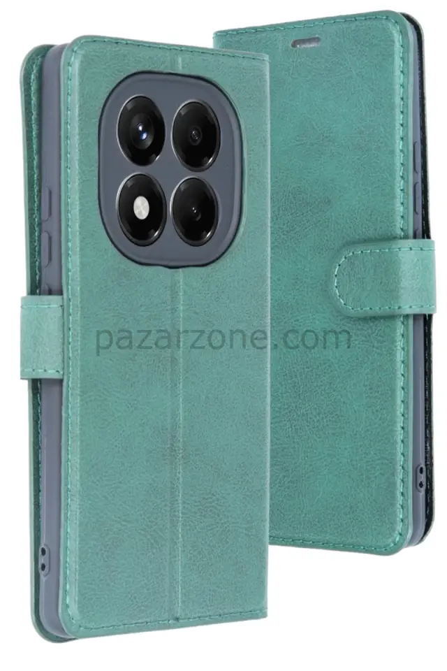 Newface Xiaomi Redmi Note 14 Pro 5G Kılıf Trend S Plus Kapaklı Kılıf - Yeşil