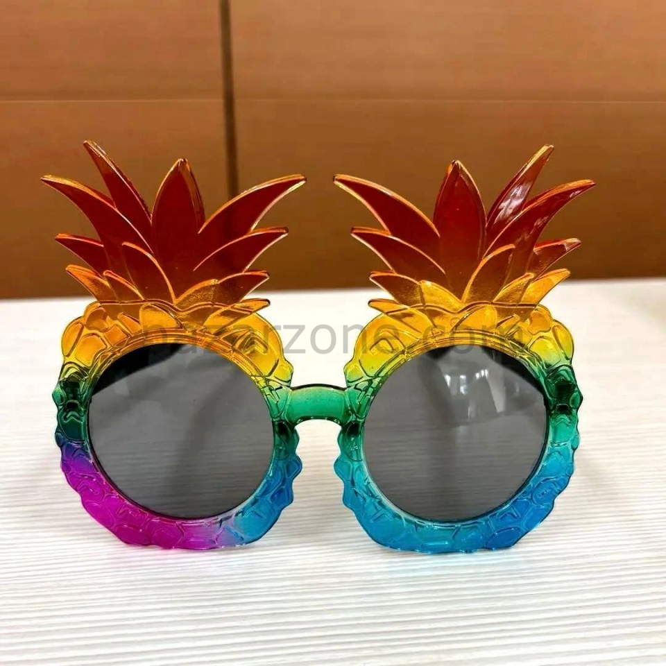 Tropikal Ananas Tasarımlı Renkli Hawaii Parti Gözlüğü