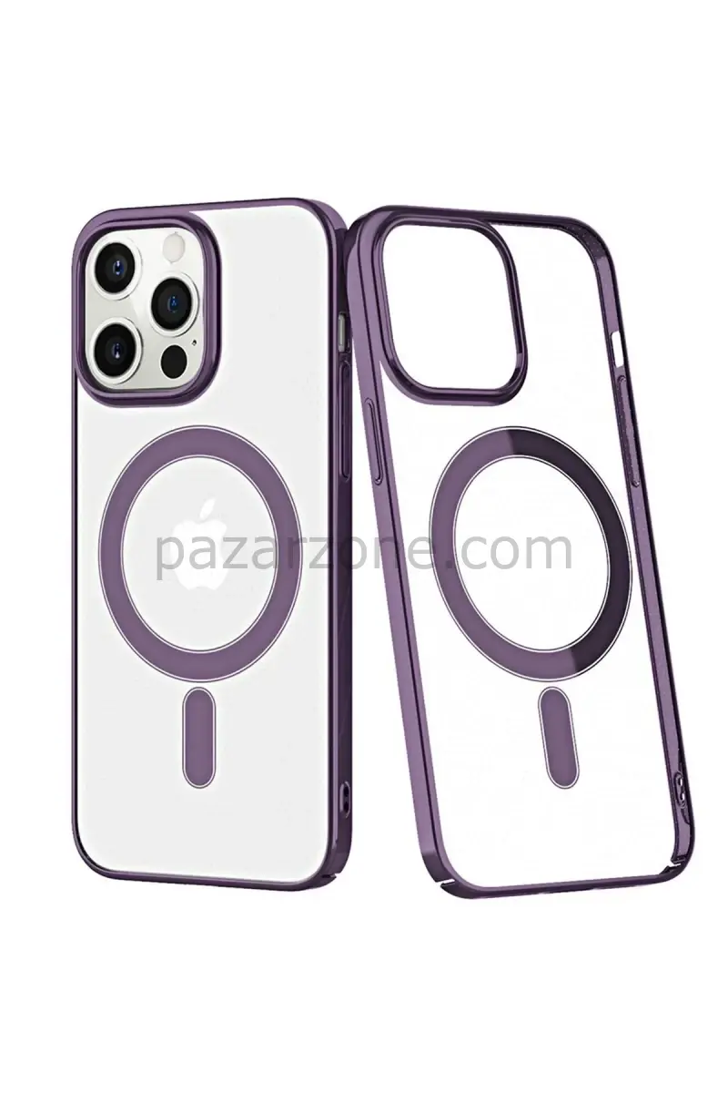 Newface Apple iPhone 13 Pro Max Kılıf Element Magneticsafe Sert Kapak - Derin Mor