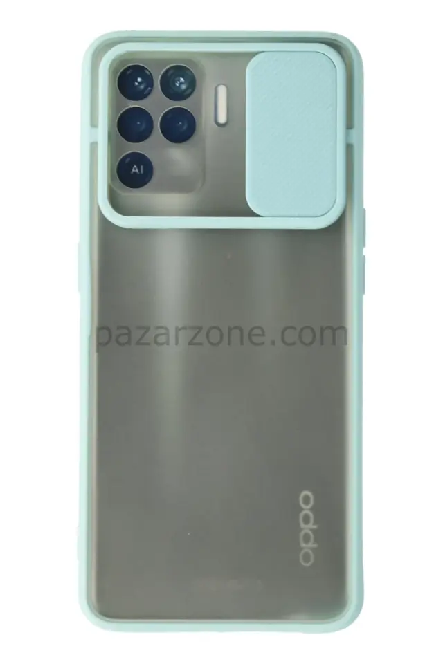 Newface Oppo Reno 5 Lite Kılıf Palm Buzlu Kamera Sürgülü Silikon - Turkuaz