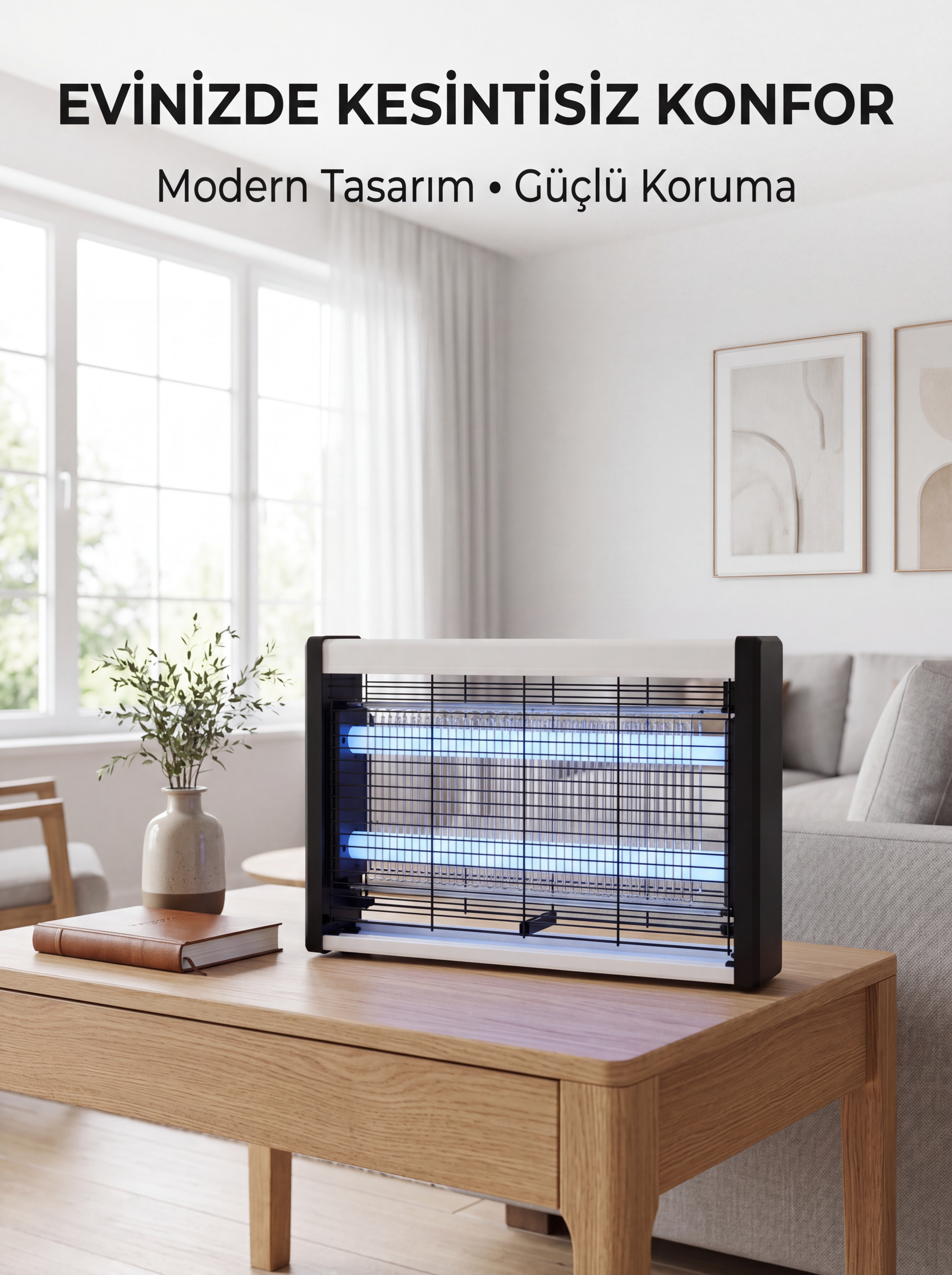 Elektrikli UV Sinek Öldürücü Lamba Çift Işıklı Güçlü Koruma