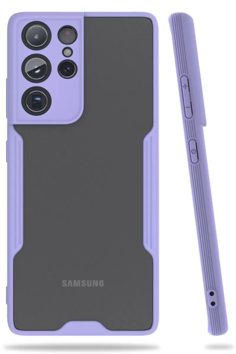 Newface Samsung Galaxy S21 Ultra Kılıf Platin Silikon - Lila