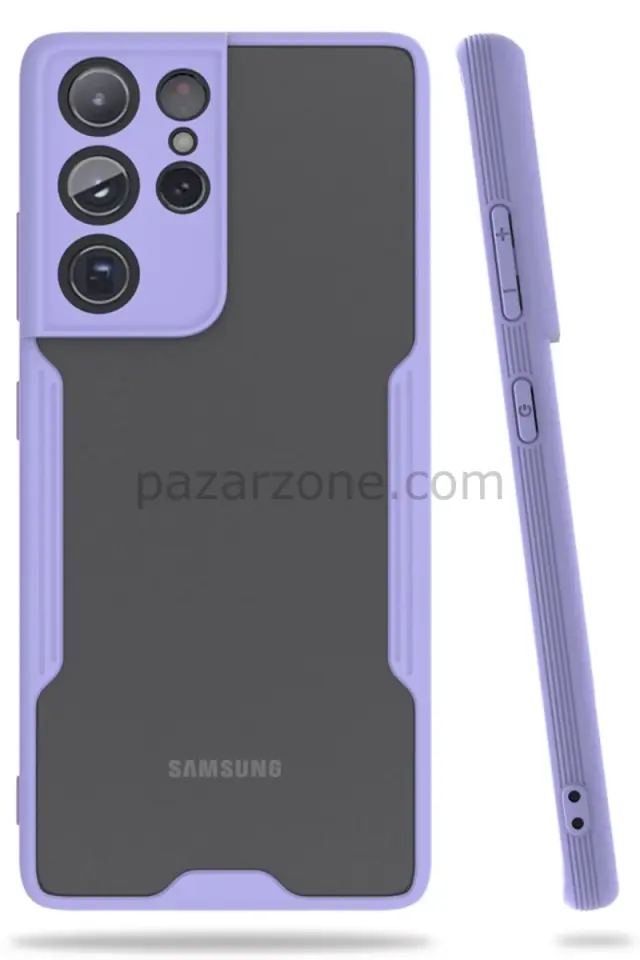 Newface Samsung Galaxy S21 Ultra Kılıf Platin Silikon - Lila