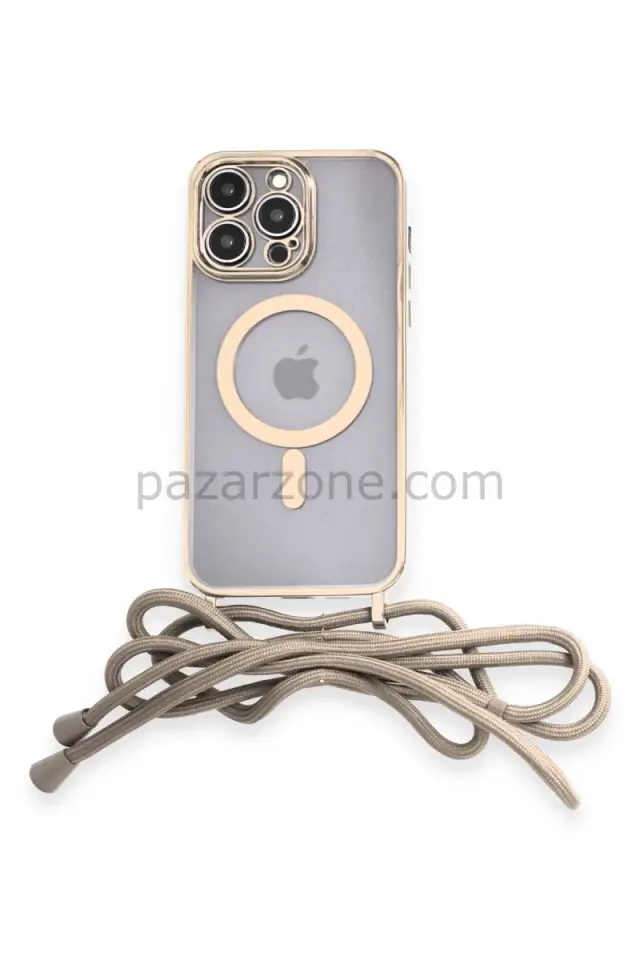 Newface Apple iPhone 12 Pro Kılıf Divo Lazer Askılı Magsafe Kapak - Gold