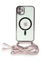 Newface Apple iPhone 11 Kılıf Divo Lazer Askılı Magsafe Kapak - Pembe