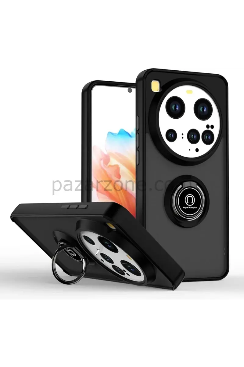 Newface Xiaomi Mi 15 Ultra Kılıf Montreal Yüzüklü Silikon Kapak - Siyah
