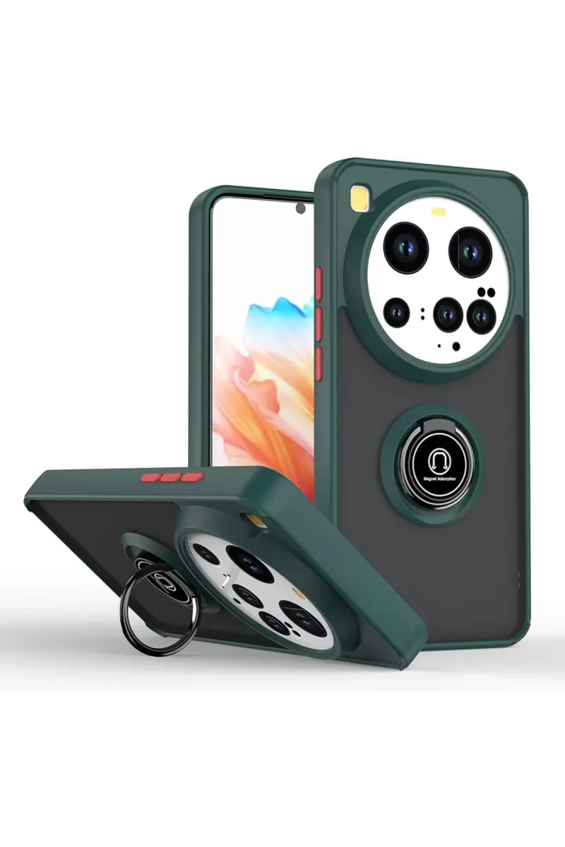 Newface Xiaomi Mi 15 Ultra Kılıf Montreal Yüzüklü Silikon Kapak - Yeşil