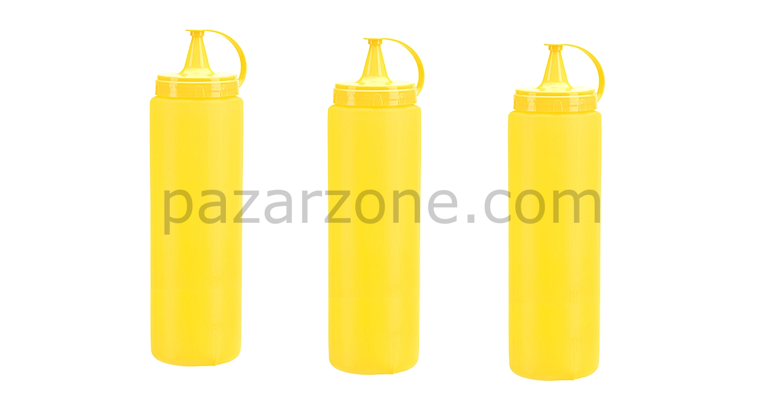 Mayonez Sos Şişesi - 1000ml Dev Boy Sarı 3 Adet