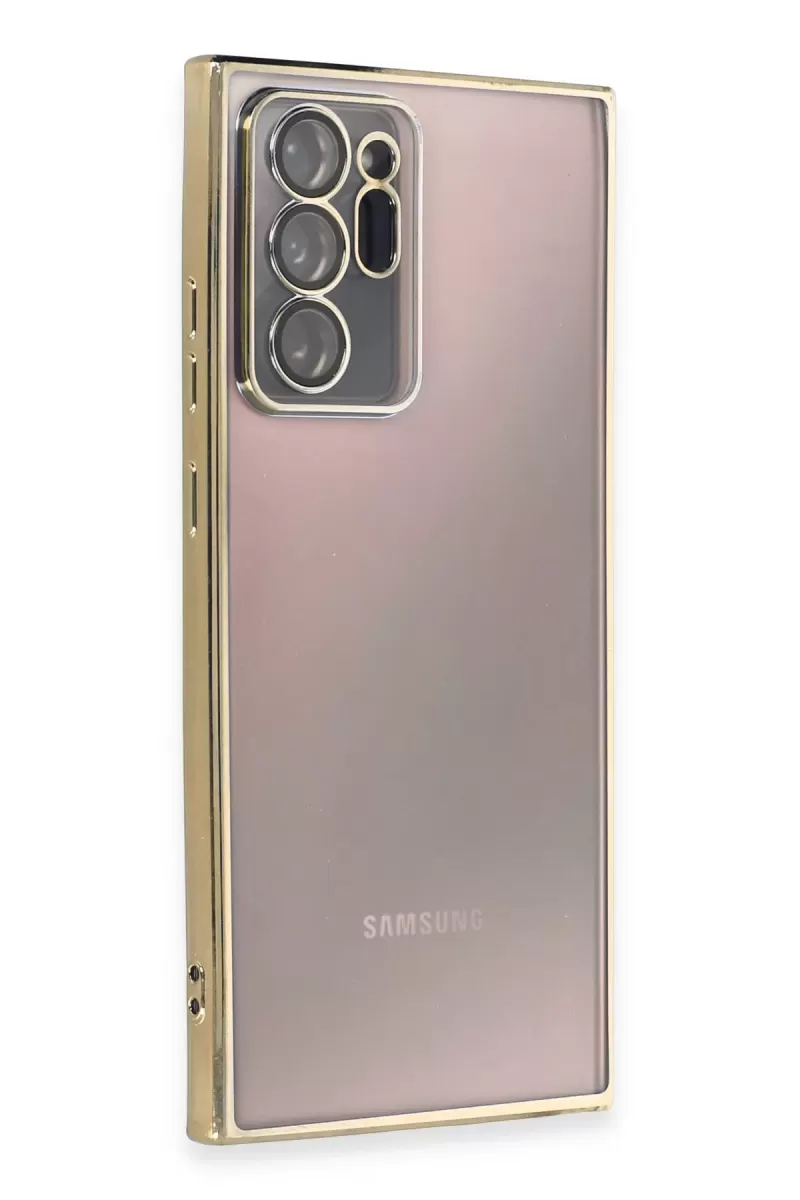 Newface Samsung Galaxy Note 20 Ultra Kılıf Razer Lensli Silikon - Gold