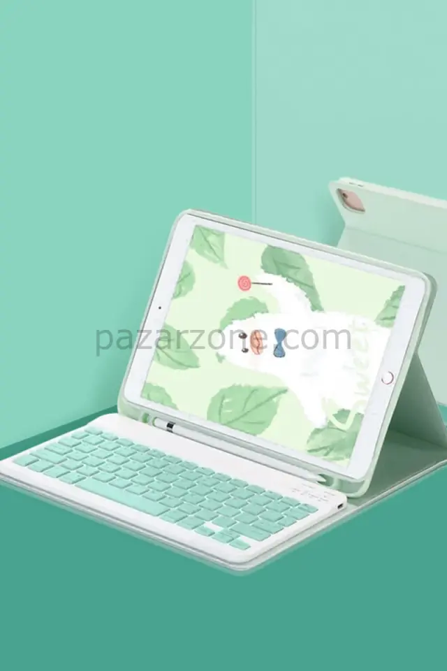 Newface Apple iPad Pro 11 (2022) Kılıf KC01 Smart Klavyeli Tablet Kılıfı - Açık Yeşil