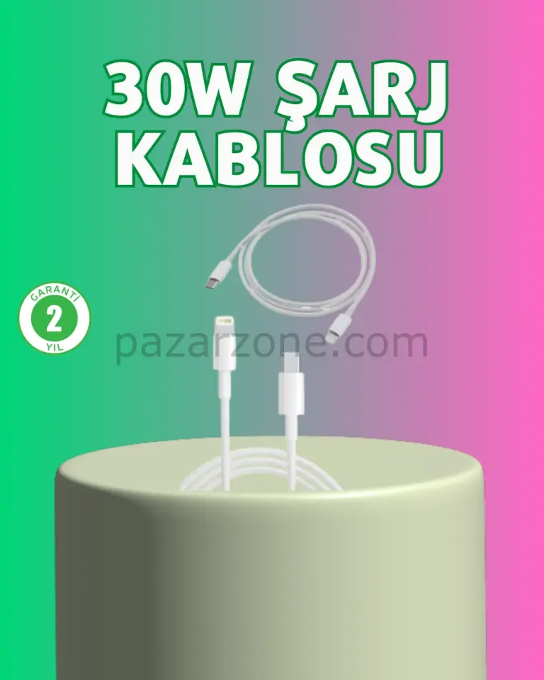 Orijinal Kalite 30W Type-C Lightning Hızlı Şarj Kablosu – 1.2m Dayanıklı