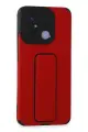 Newface Xiaomi Redmi 12C Kılıf Mega Standlı Silikon - Kırmızı