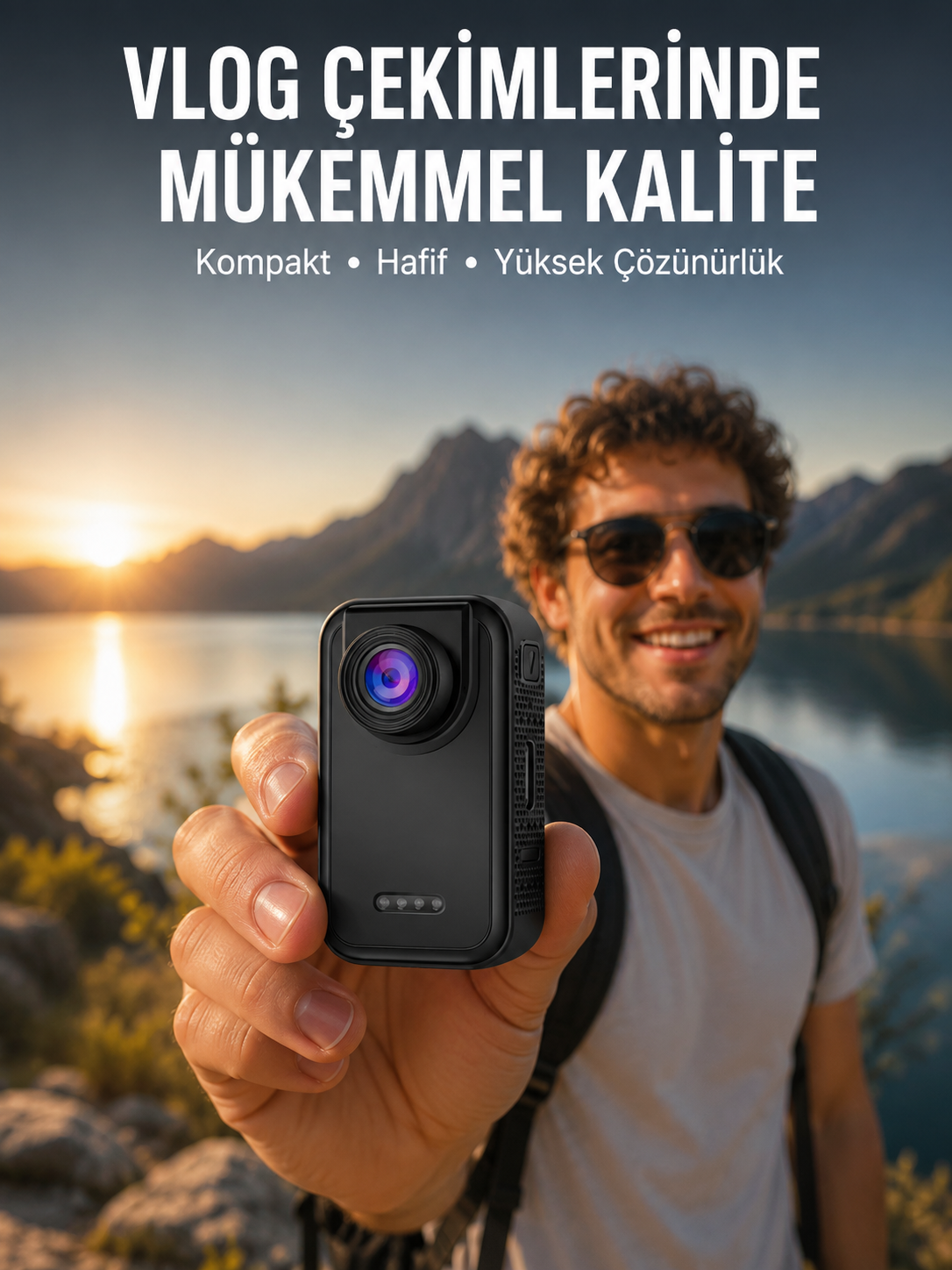 Vlog, Seyahat ve Günlük Video Çekimleri İçin Mini Kamera Yeni Nesil