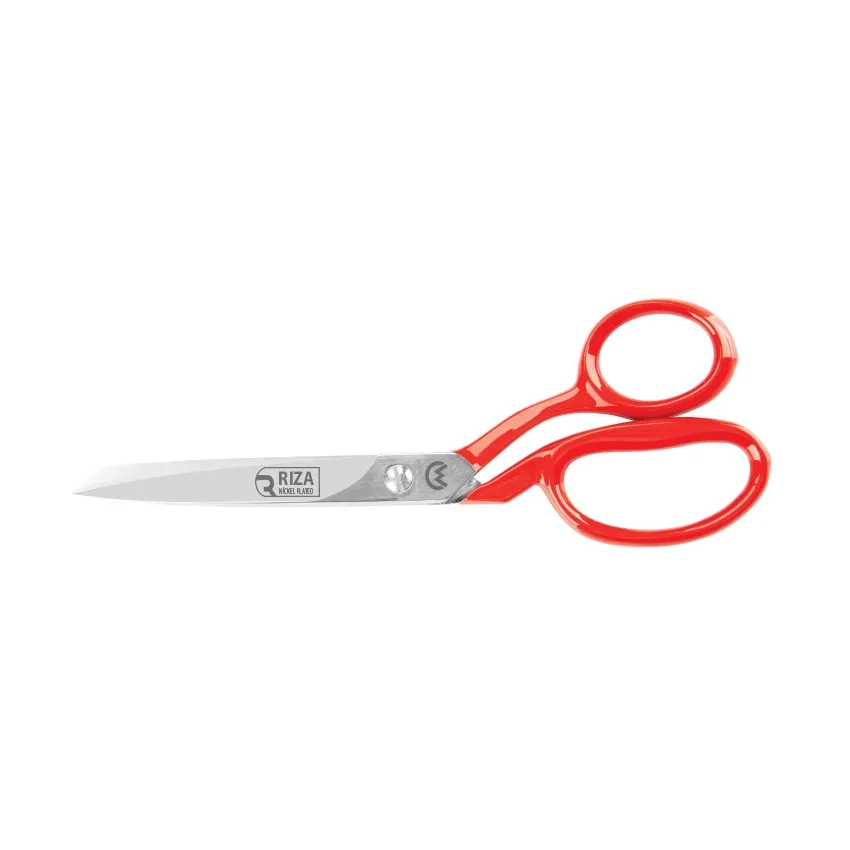 Rıza 3257-7 Tekstil / Yatık Konfeksiyon Makası No: 7 İnç / 17,78 Cm - Nikel Kaplama, Kırmızı Saplı, Mikro Tırtıllı
