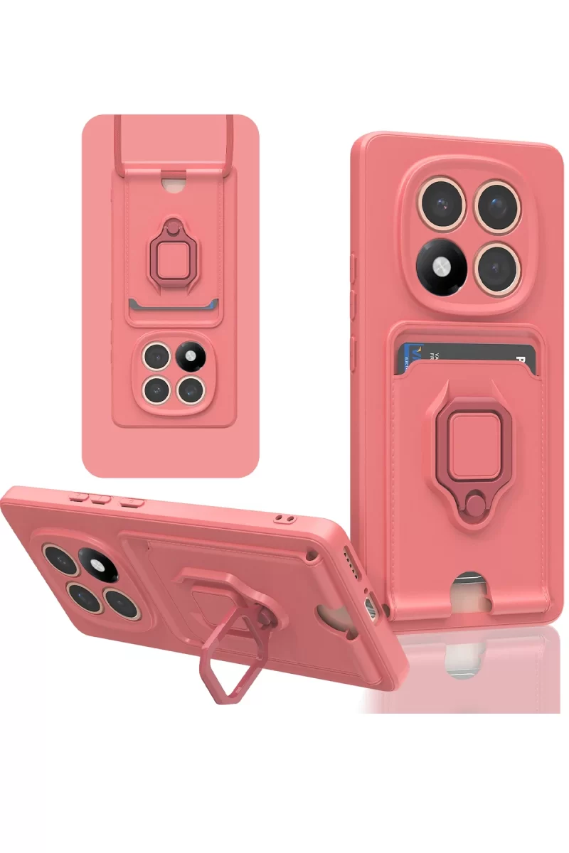 Newface Xiaomi Redmi Note 14 Pro 5G Kılıf Zuma Kartvizitli Yüzüklü Silikon - Pembe