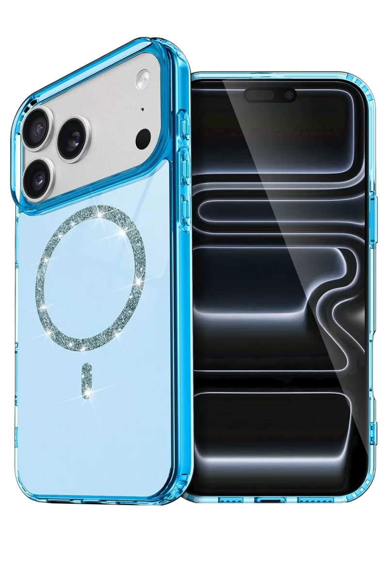 Newface Apple iPhone 17 Pro Max Live Diamond Magsafe Kapak - Mavi