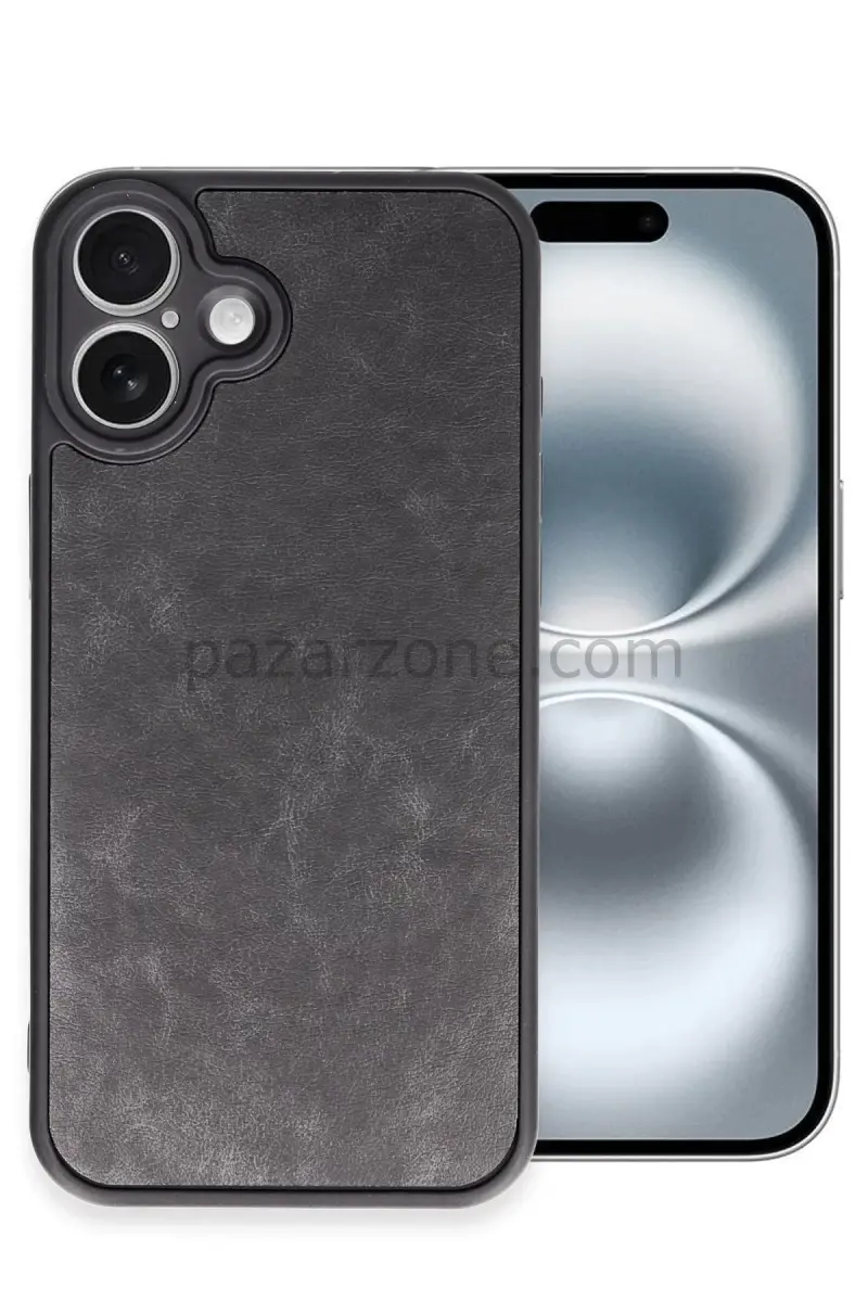 Newface Apple iPhone 16 Plus Kılıf Aras Deri Kapak - Siyah