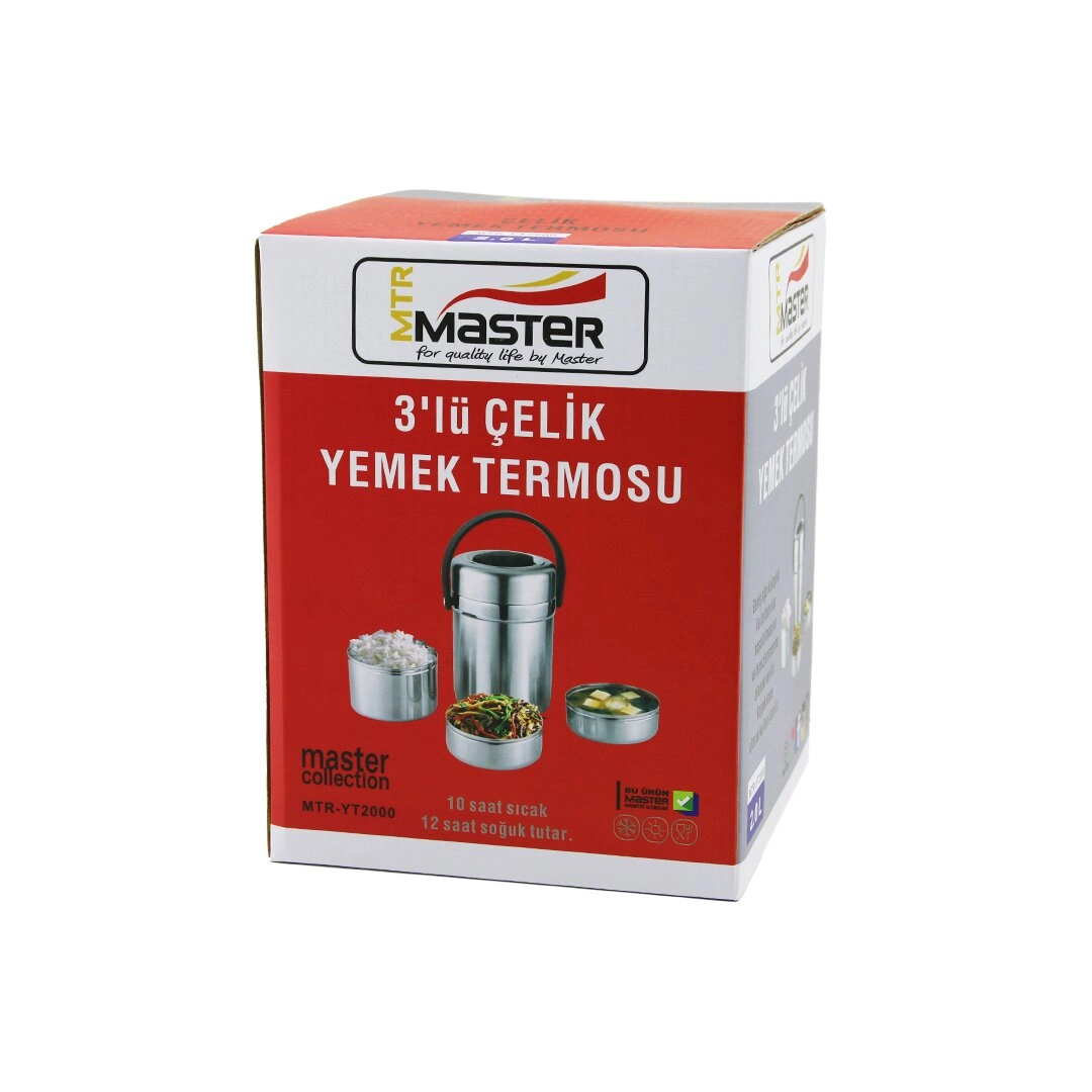 3lü Çelik Yemek Termosu Sefer Tası 2lt 10 Saat Sıcak - 12 Saat Soğuk Tutar