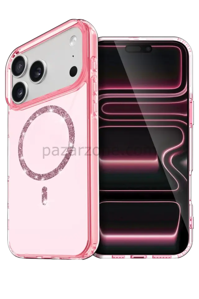 Newface Apple iPhone 17 Pro Max Live Diamond Magsafe Kapak - Pembe