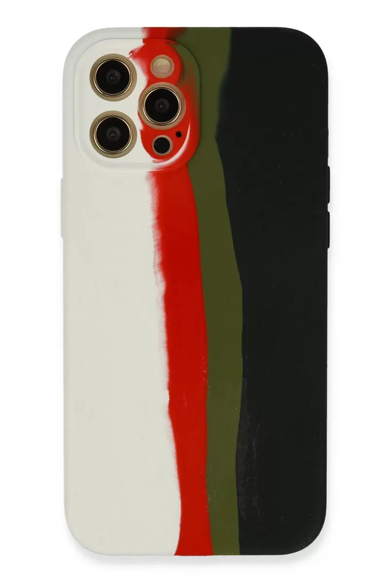 Newface Apple iPhone 12 Pro Kılıf Ebruli Lansman Silikon - Beyaz-Siyah