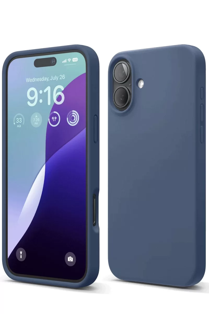 Newface Apple iPhone 16 Plus Kılıf Nano içi Kadife Silikon - Lacivert