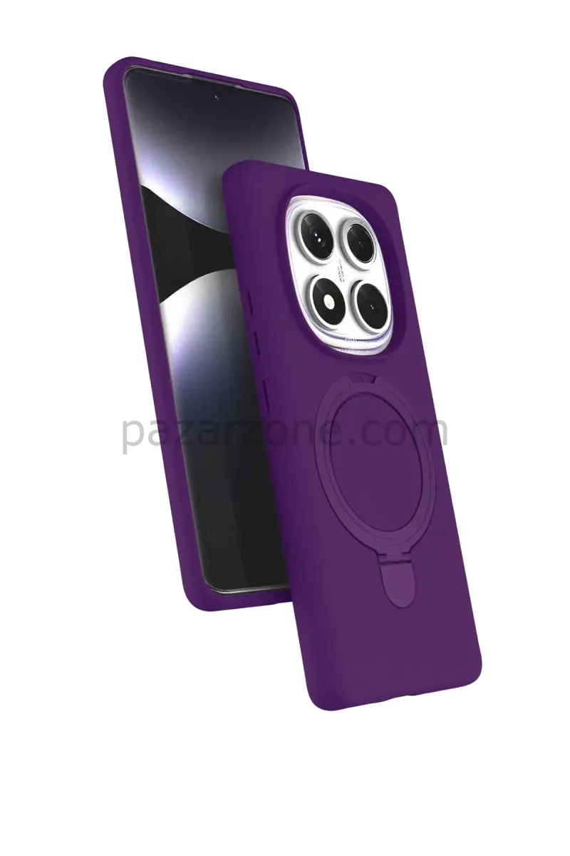 Newface Xiaomi Redmi Note 14 Pro 5G Regal Magsafe Standlı Kapak - Derin Mor