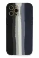 Newface Apple iPhone 12 Pro Kılıf Ebruli Lansman Silikon - Siyah-Lacivert