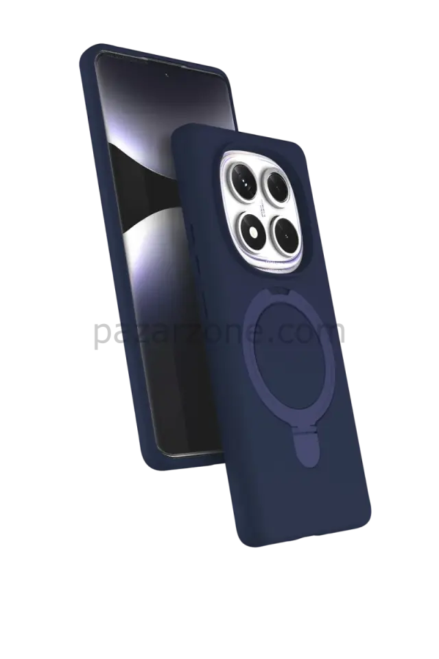 Newface Xiaomi Redmi Note 14 Pro 5G Regal Magsafe Standlı Kapak - Lacivert