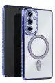 Newface Samsung Galaxy S25 Kılıf Joke Simli Magneticsafe Kılıf - Mavi