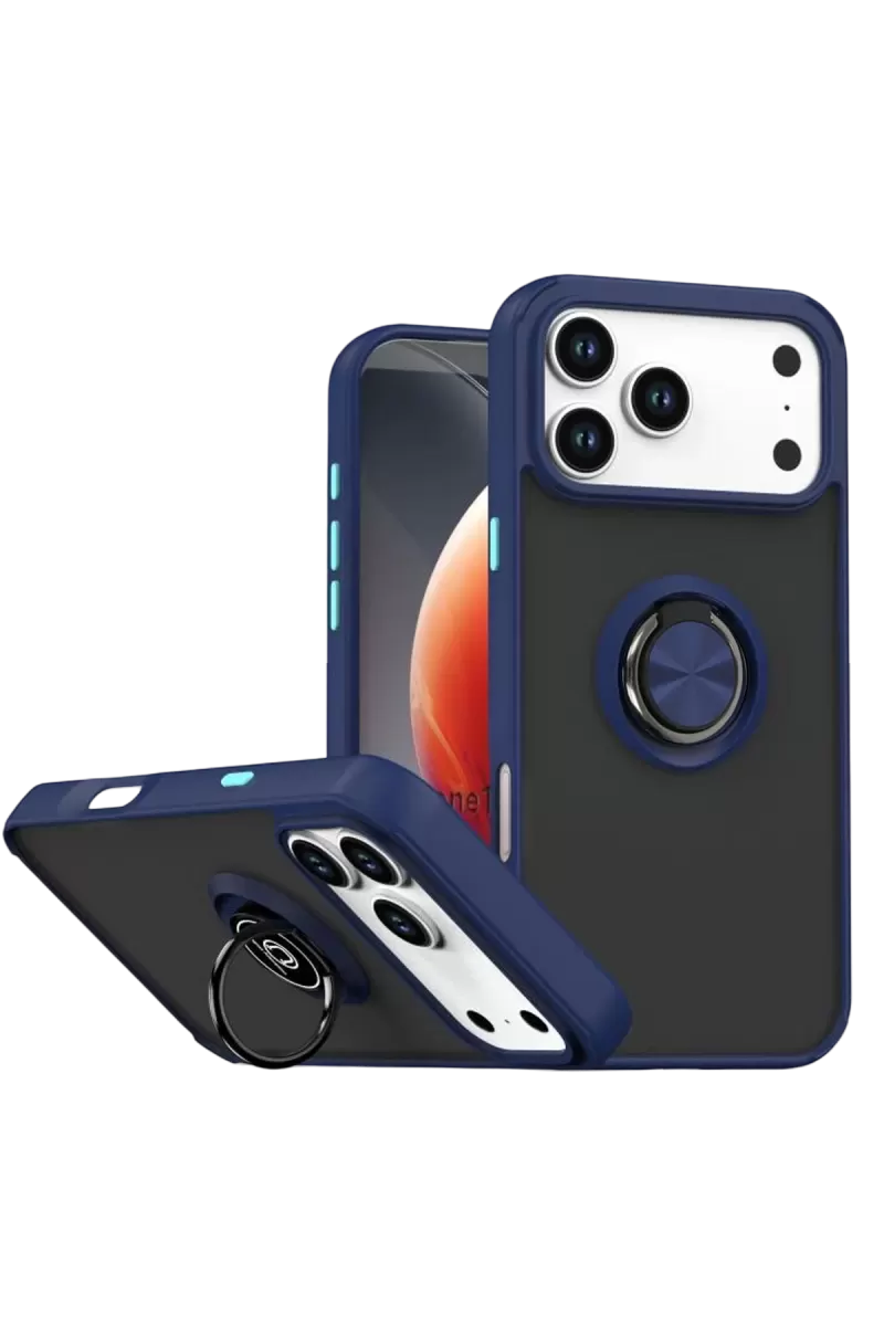 Newface Apple iPhone 17 Pro Max Montreal Yüzüklü Silikon Kapak - Lacivert