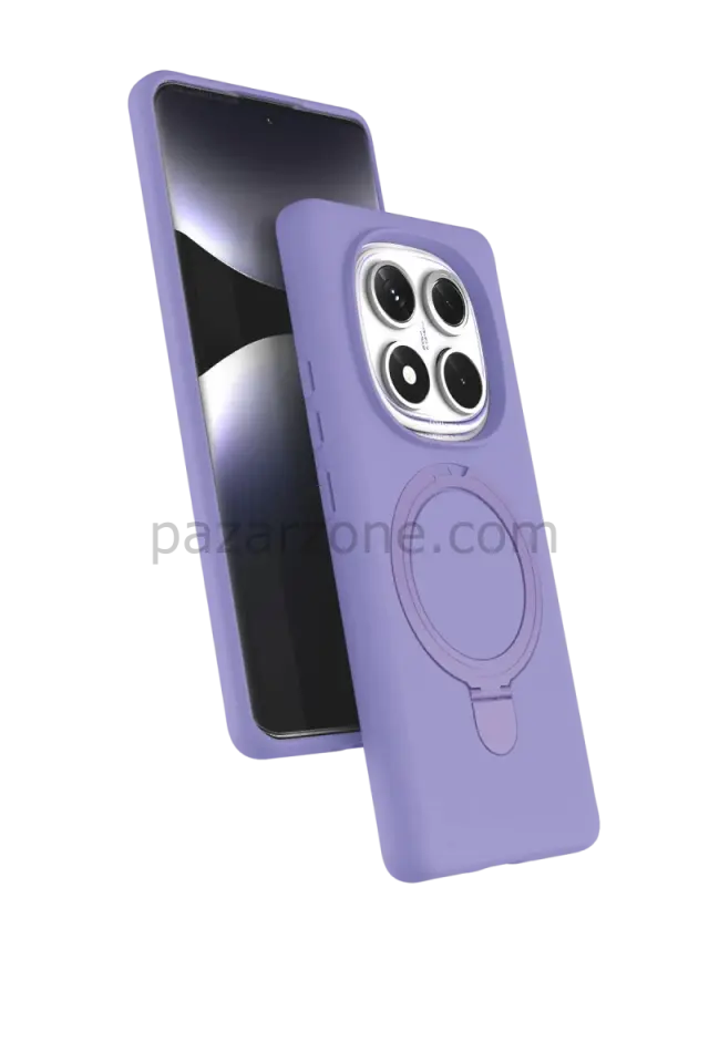 Newface Xiaomi Redmi Note 14 Pro 5G Regal Magsafe Standlı Kapak - Lila