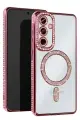 Newface Samsung Galaxy S25 Kılıf Joke Simli Magneticsafe Kılıf - Pembe