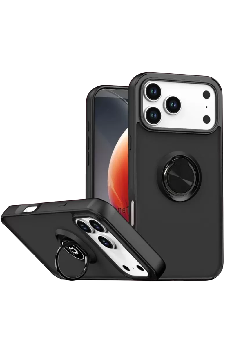 Newface Apple iPhone 17 Pro Max Montreal Yüzüklü Silikon Kapak - Siyah