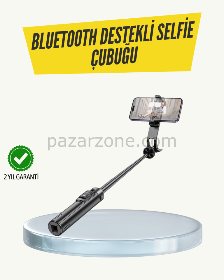Bluetooth Selfie Çubuğu – Katlanabilir, Uzaktan Kumandalı