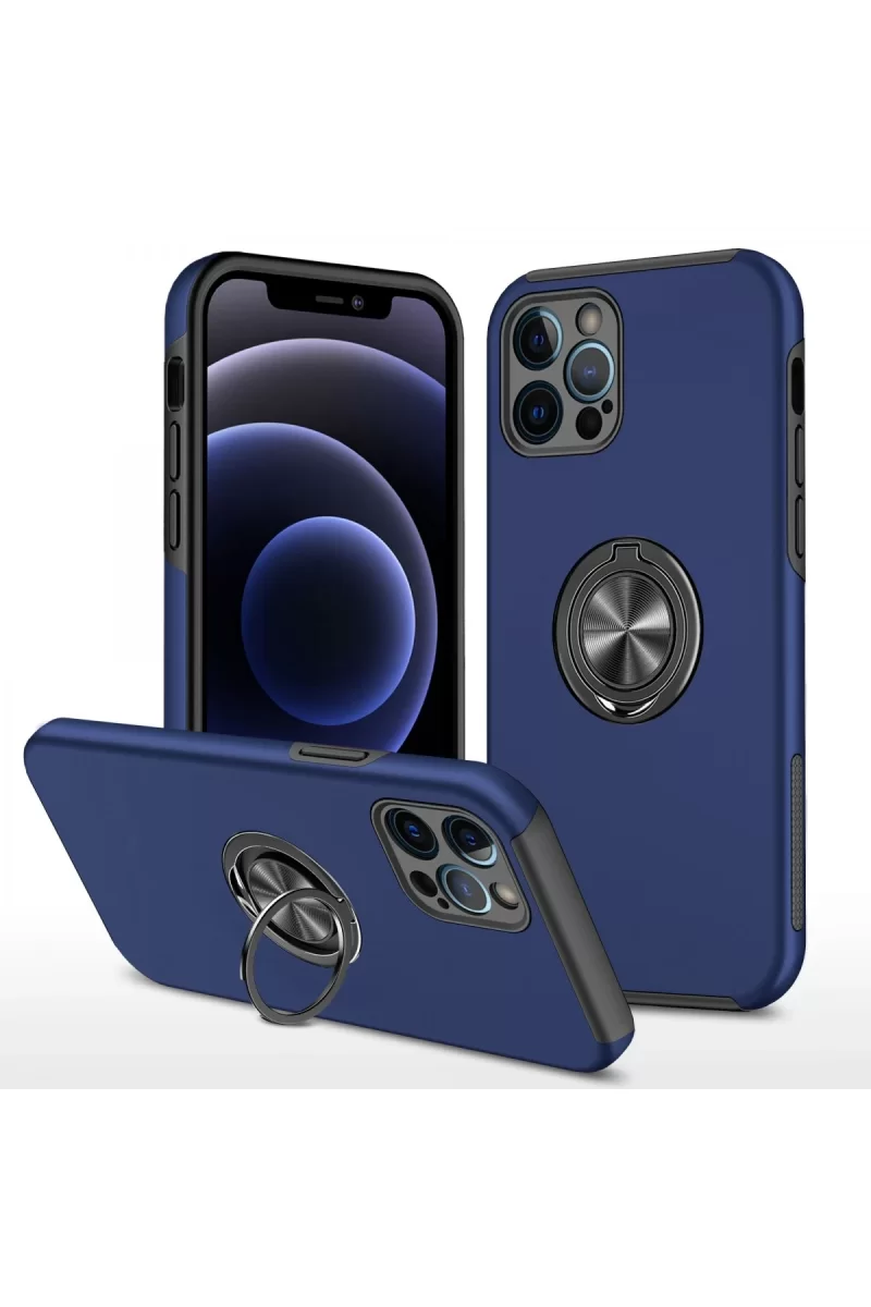 Newface Apple iPhone 12 Pro Kılıf Elit Yüzüklü Kapak - Lacivert
