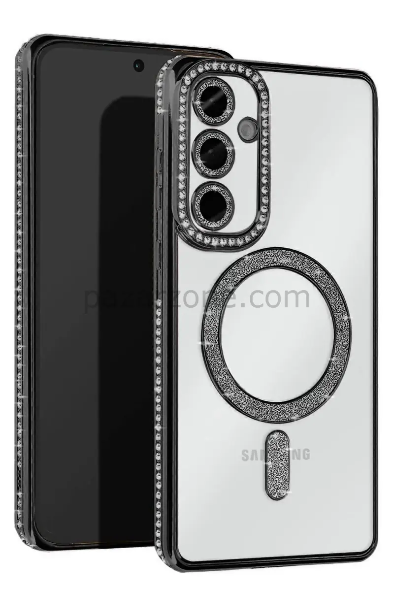 Newface Samsung Galaxy S25 Kılıf Joke Simli Magneticsafe Kılıf - Siyah