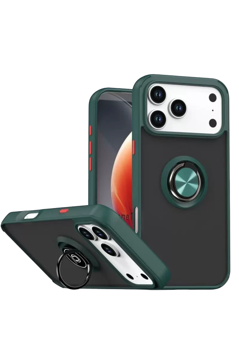 Newface Apple iPhone 17 Pro Max Montreal Yüzüklü Silikon Kapak - Yeşil