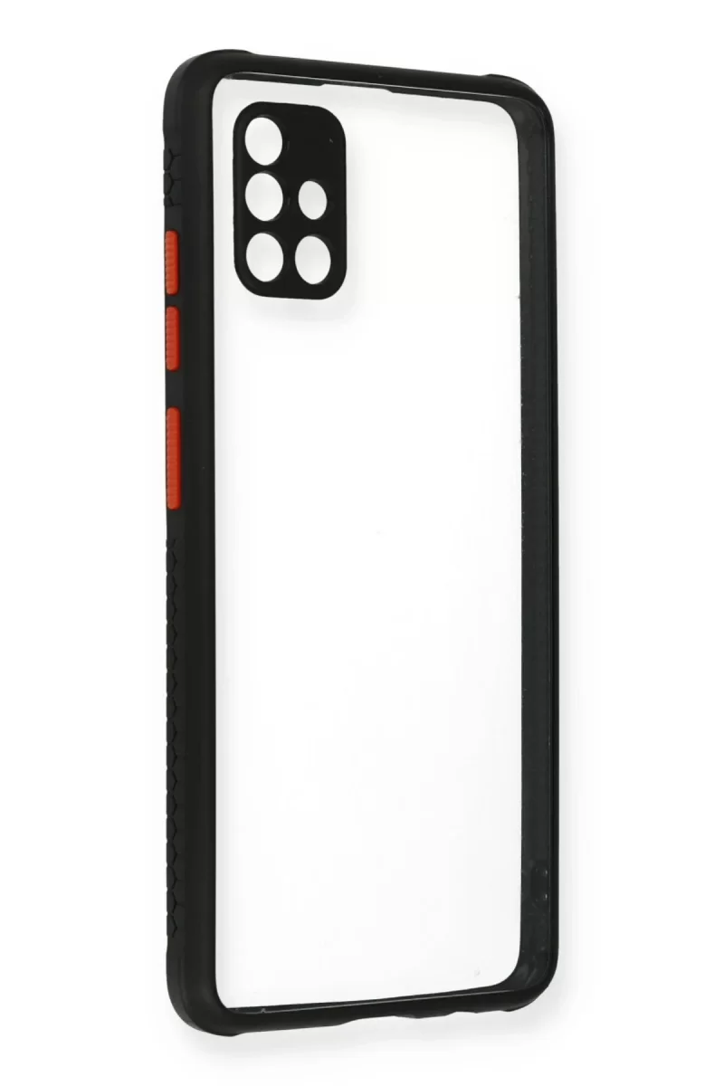 Newface Samsung Galaxy A71 Kılıf Miami Şeffaf Silikon - Siyah