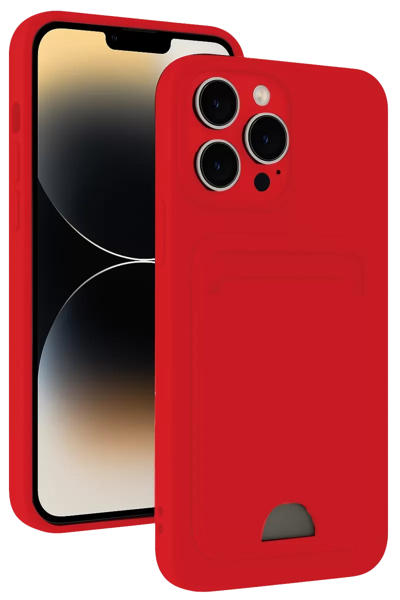 Newface Apple iPhone 13 Pro Max Kılıf Kelvin Kartvizitli Silikon - Kırmızı