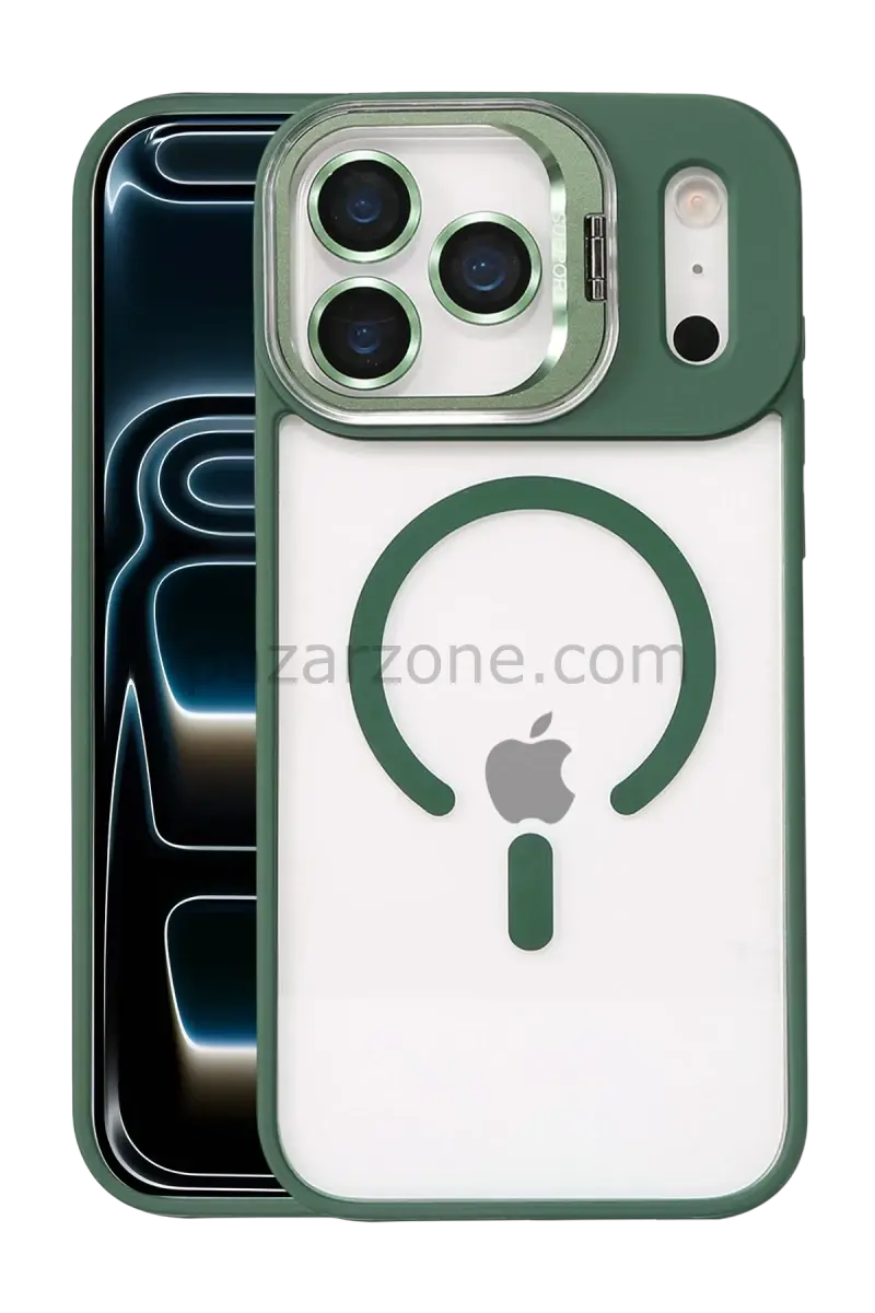 Joko Apple iPhone 17 Pro Max Remim Lensli Magsafe Standlı Kapak - Koyu Yeşil