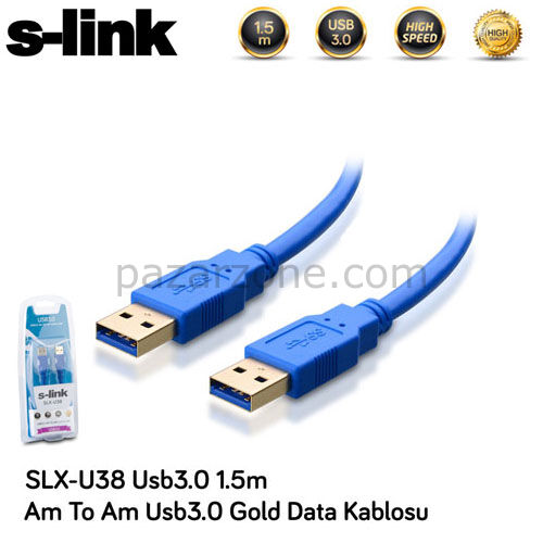 S-LINK SLX-U38 Usb 3.0 (1.5 Metre) USB TO USB Gold Kablo