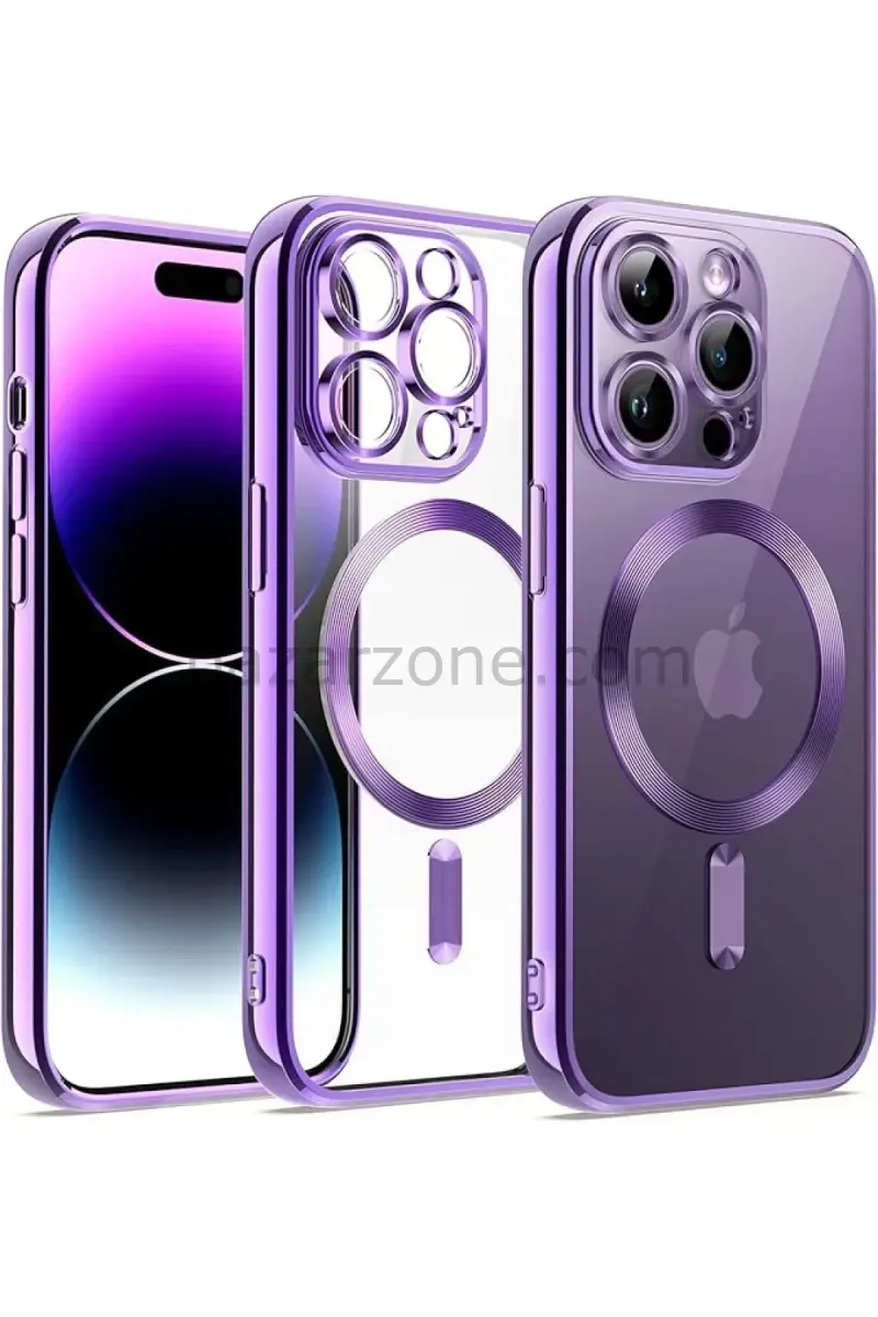 Newface Apple iPhone 13 Pro Max Kılıf Kross Magneticsafe Kapak - Mor
