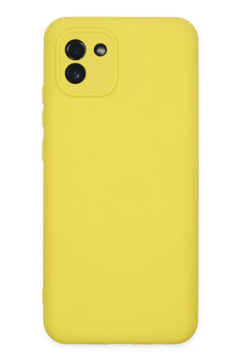 Newface Samsung Galaxy A03 Kılıf Nano içi Kadife Silikon - Sarı