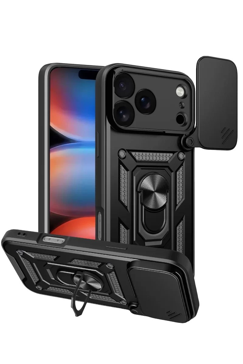 Newface Apple iPhone 17 Pro Max Pars Lens Yüzüklü Silikon - Siyah