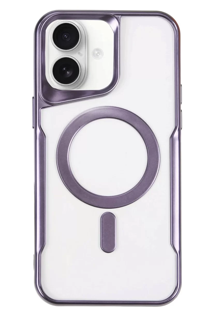 Newface Apple iPhone 16 Plus Kılıf Boyi Magsafe Silikon Kapak - Derin Mor